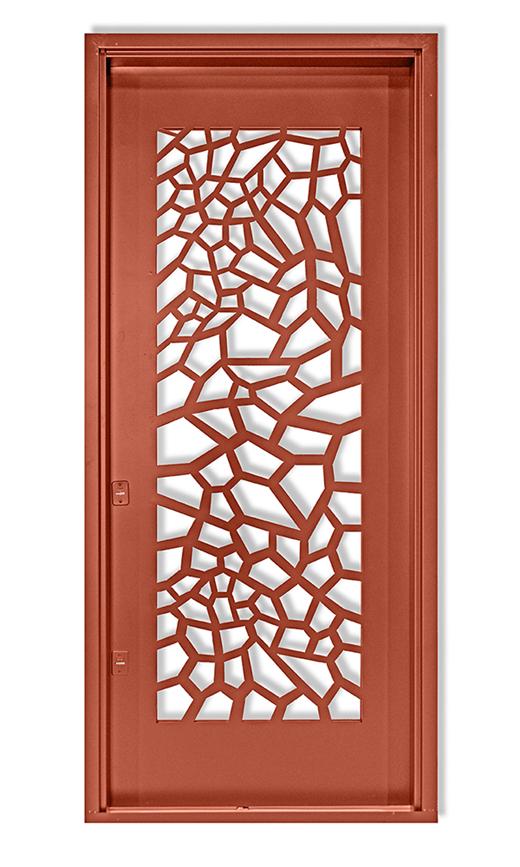 Puerta con mosaico, cortada por láser